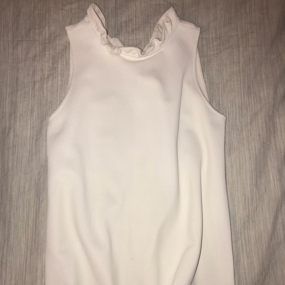 Ann Taylor Ruffle Neck Pleated Back Top